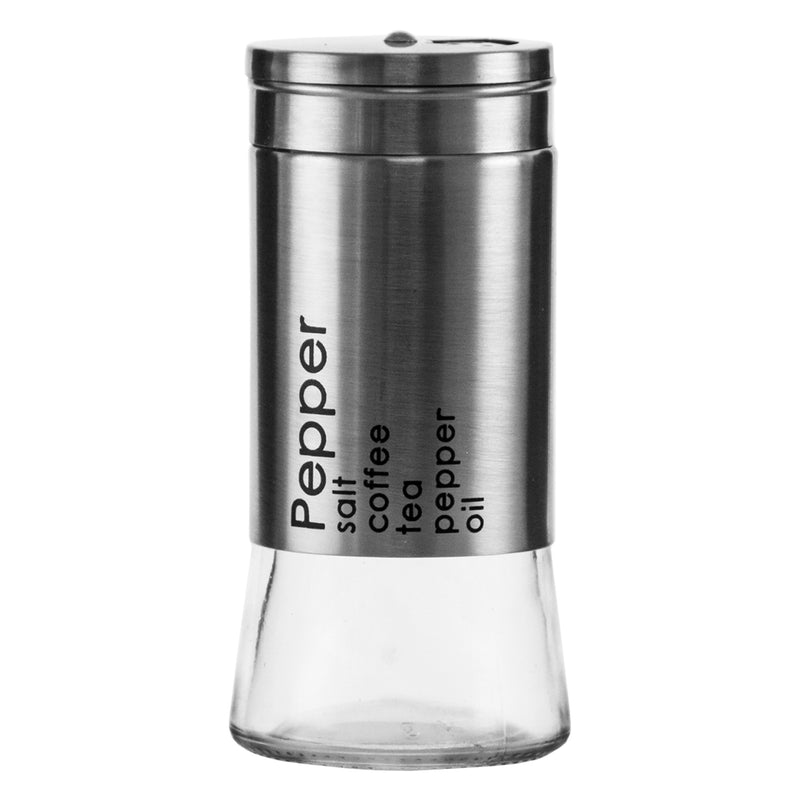 REGENT GLASS SALT & PEPPER SHAKERS WITH ST.STEEL COVERS 2 PIECE SET, 125ML (53MM DIAX110MM)