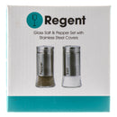 REGENT GLASS SALT & PEPPER SHAKERS WITH ST.STEEL COVERS 2 PIECE SET, 125ML (53MM DIAX110MM)