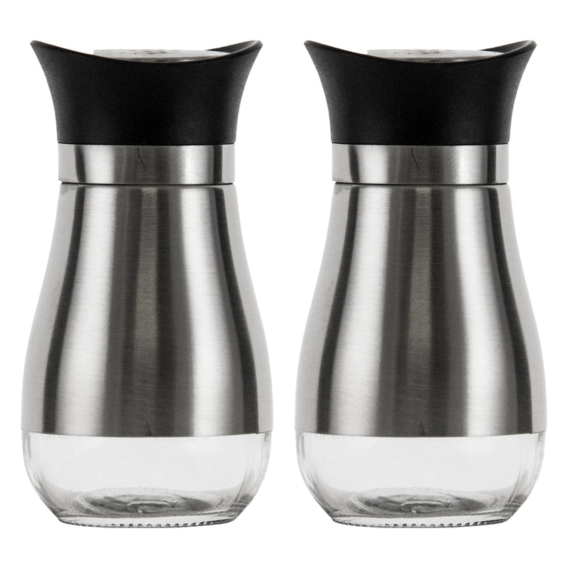 REGENT GLASS SALT & PEPPER SET WITH ST STEEL COVERS 2 PIECES, 125ML (55MMDIAX110MM)