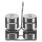 REGENT GLASS SALT & PEPPER SET WITH ST STEEL COVERS WITH STAND 3 PIECES, 85ML (140X107X56MM)