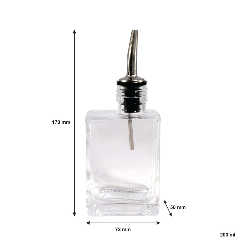 REGENT GLASS RECTANGULAR BOTTLE WITH POURER EA, 200ML (170X72X50MM)