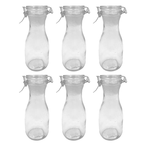 REGENT GLASS CARAFE WITH RESEALABLE CLIP TOP GLASS LID 6 PACK, 500ML (200X75MM DIA)