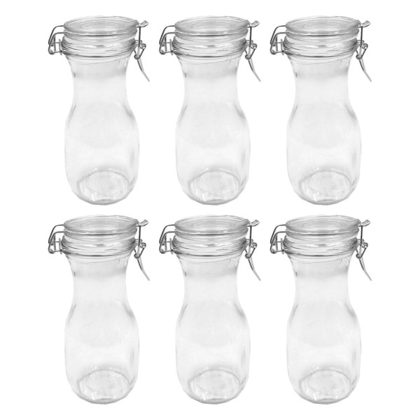 REGENT GLASS CARAFE WITH RESEALABLE CLIP TOP GLASS LID 6 PACK, 250ML (160X70MM DIA)