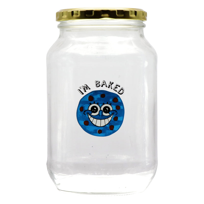 REGENT PRINTED GLASS STORAGE JAR - I AM BAKED, 1LT (172X100MM DIA)