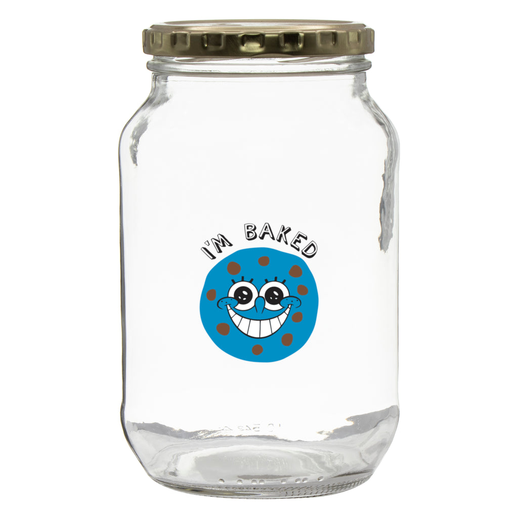 REGENT PRINTED GLASS STORAGE JAR - I AM BAKED, 1LT (172X100MM DIA)