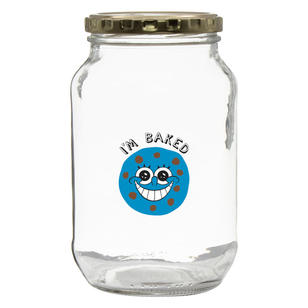 REGENT PRINTED GLASS STORAGE JAR - I AM BAKED, 1LT (172X100MM DIA)