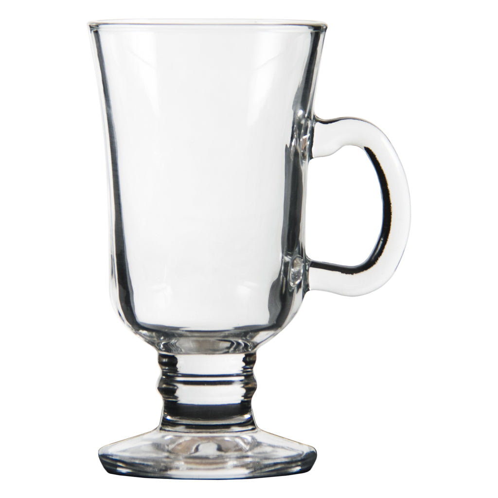 REGENT FOOTED GLASS MUG WITH HANDLE, (240ML) BULK