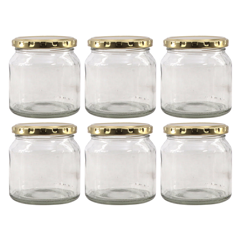 CONSOL SPREAD JAR WITH GOLD LID 6 PACK, 250ML (82X80MM DIA)