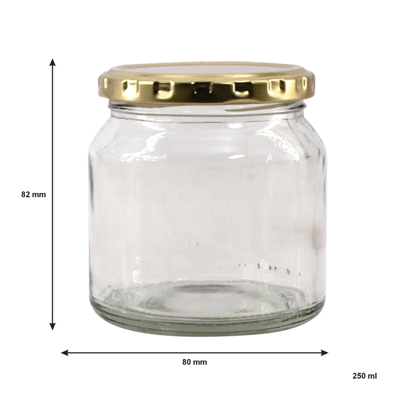 CONSOL SPREAD JAR WITH GOLD LID 6 PACK, 250ML (82X80MM DIA)