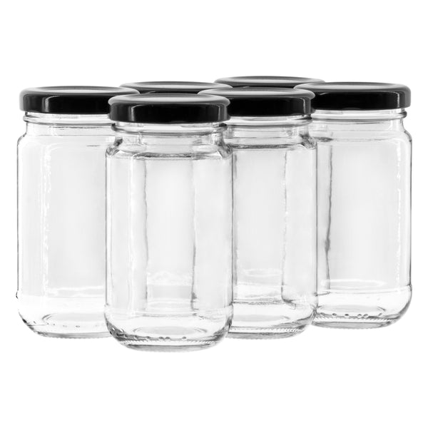 CONSOL SHEER JAR ROUND WITH BLACK LID 6 PACK, 125ML (100X53MM DIA)