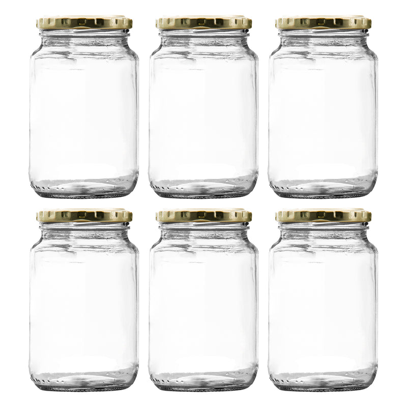 CONSOL ROUND JAR WITH GOLD LID 6 PACK, 375ML (124X77MM DIA)