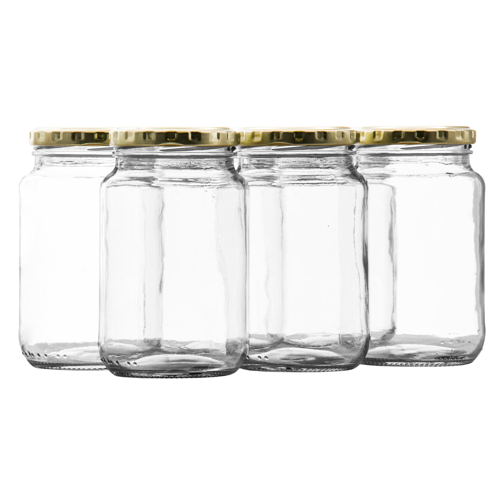 CONSOL ROUND JAR WITH GOLD LID 6 PACK, 375ML (124X77MM DIA)