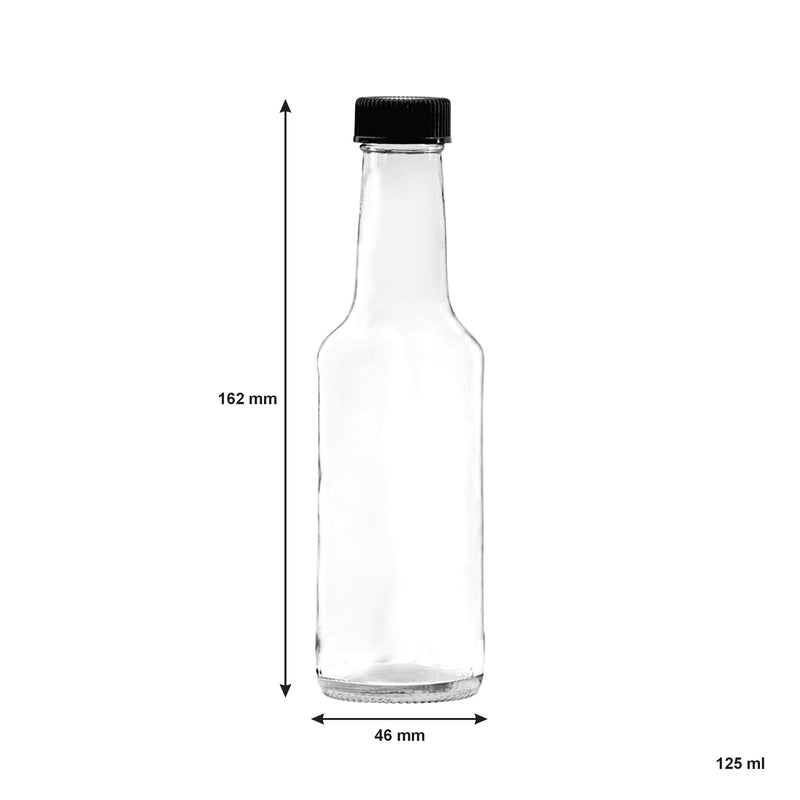 CONSOL WORCESTER SAUCE BOTTLE WITH BLACK LID 6 PACK, 125ML (162X46MM DIA)