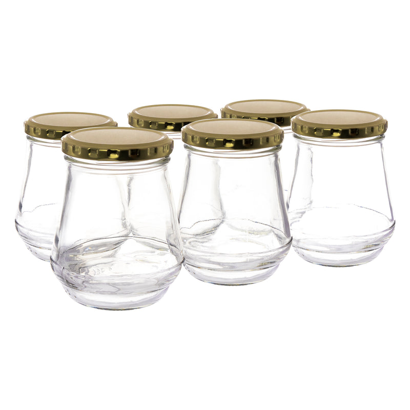 CONSOL CONICAL JAR WITH GOLD LID 6 PACK, 375ML (108X90MM DIA)