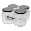 REGENT ROUND JAR WITH BLACK LID 4 PACK, 500ML (92MM DIA X 102MM)