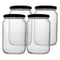 REGENT STRAIGHT SIDED JAR WITH BLACK LID 4 PACK, 720ML (85MM DIAX140MM)