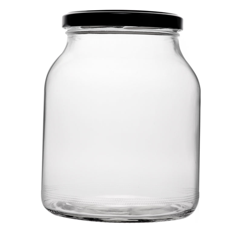 REGENT ROUND JAR WITH BLACK LID 4 PACK, 910ML (105MM DIAX135MM)