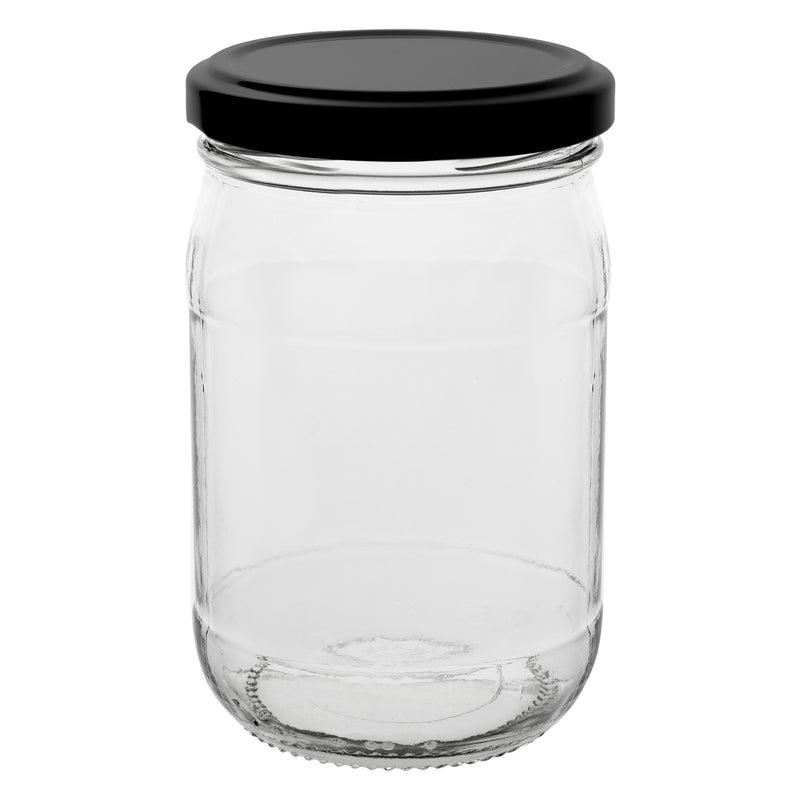 CONSOL FARRAGO JAR WITH BLACK LID 6 PACK, 250ML (107X67MM DIA)