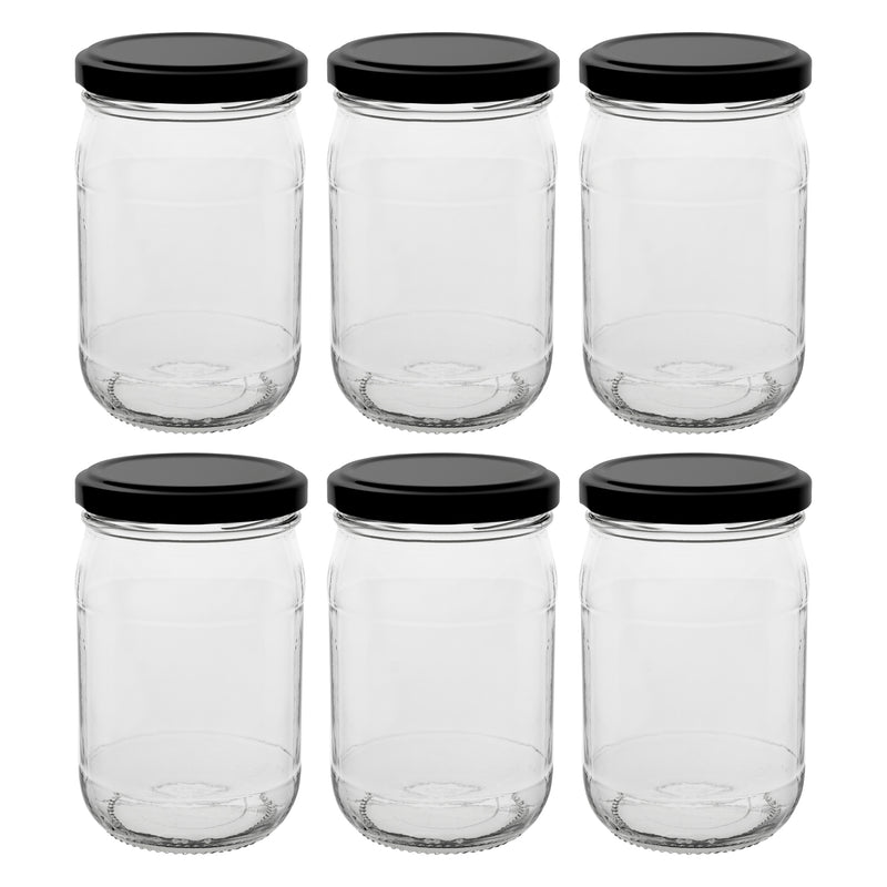 CONSOL FARRAGO JAR WITH BLACK LID 6 PACK, 250ML (107X67MM DIA)