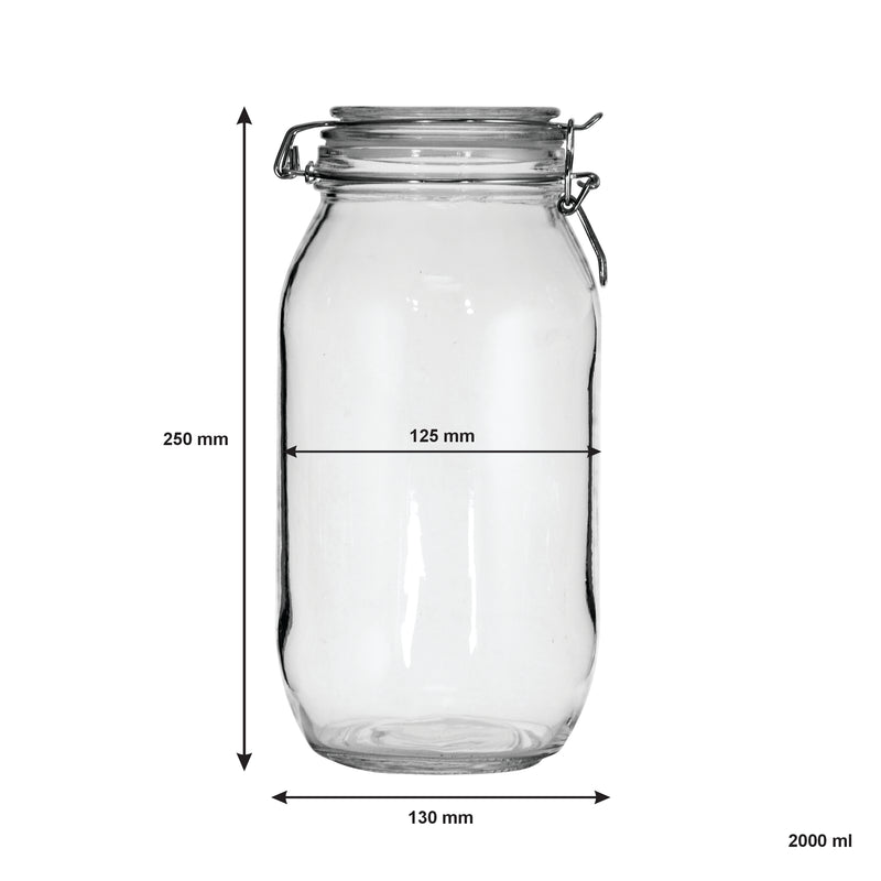 REGENT HERMETIC GLASS CANISTER WITH CLIP SEAL GLASS LID, 2LT (250X125MM DIA)