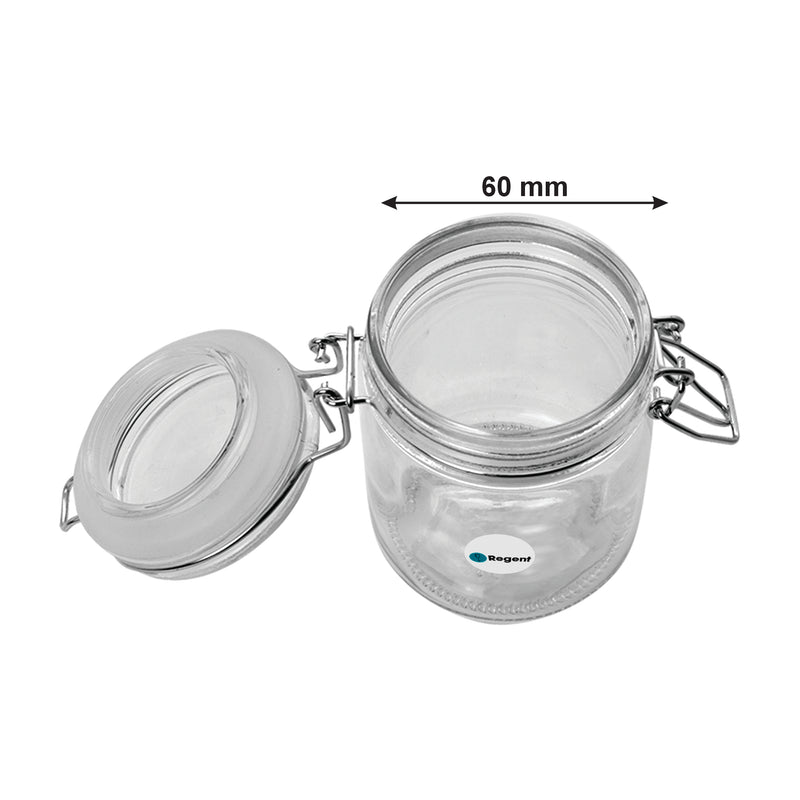 REGENT HERMETIC GLASS CANISTER WITH CLIP SEAL GLASS LID, 190ML (95X65MM DIA)