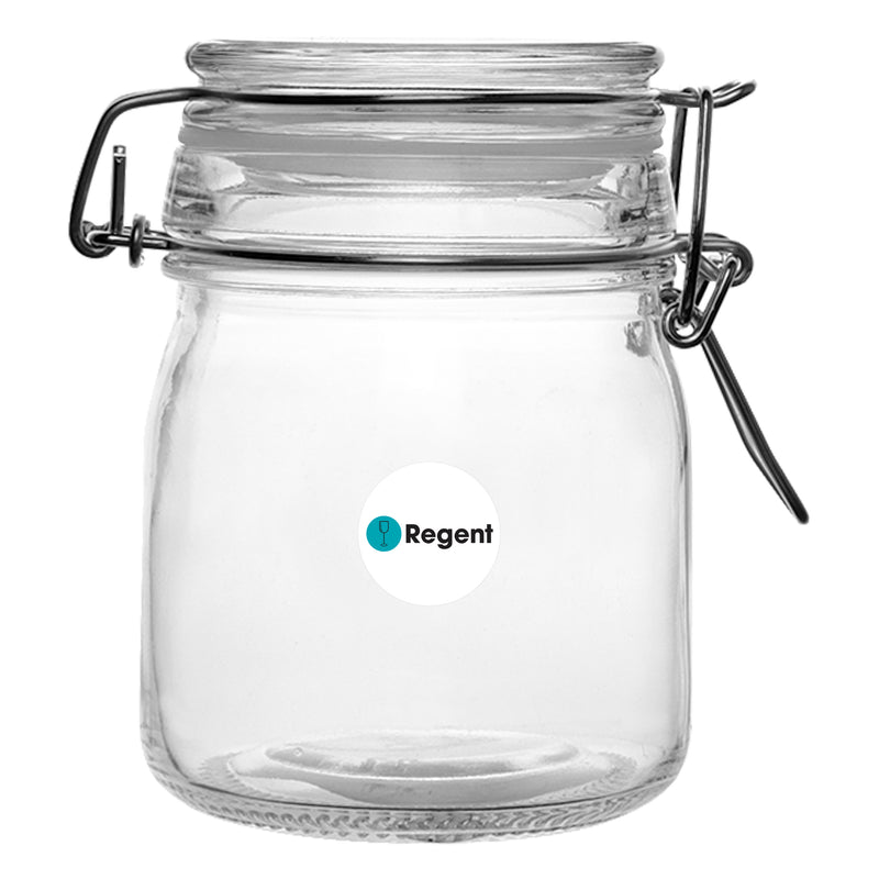 REGENT HERMETIC GLASS CANISTER WITH CLIP SEAL GLASS LID, 190ML (95X65MM DIA)