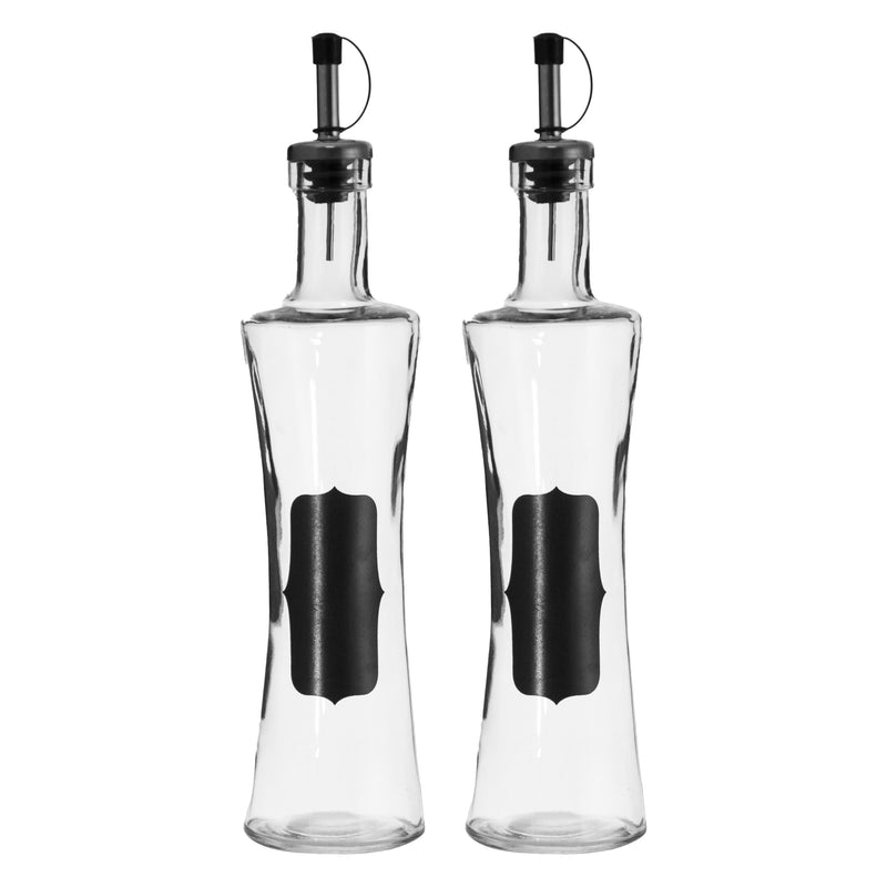 REGENT GLASS OIL/VINEGAR BOTTLE WITH NOTES & POURER, 400ML (67MM DIAX295MM)