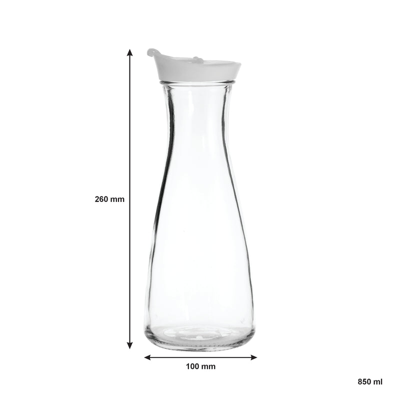 REGENT GLASS CARAFE WITH WHITE LID, 850ML (260X100MM DIA)