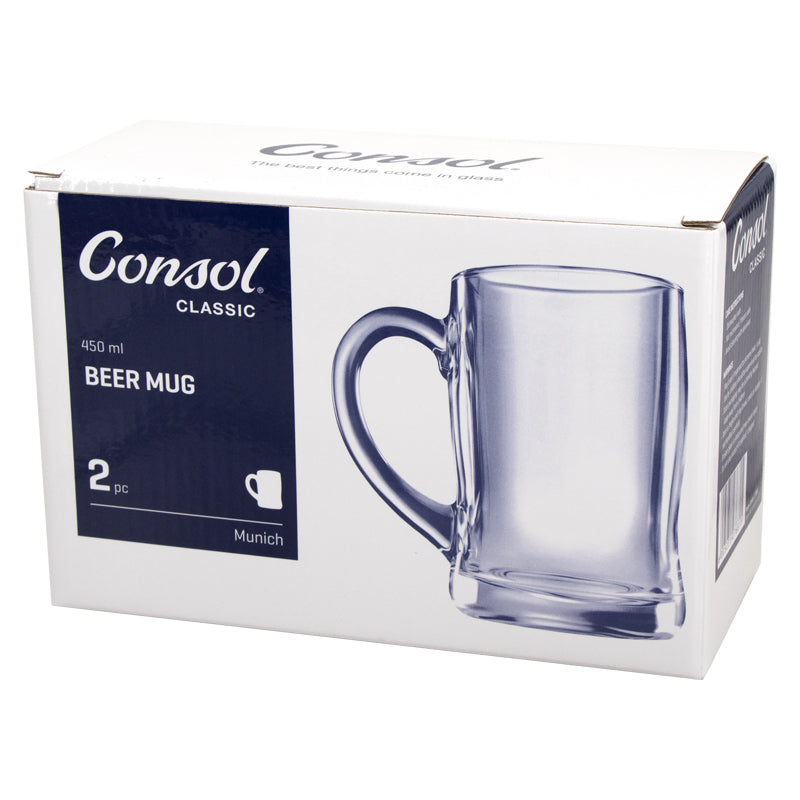 CONSOL MUNICH BEER MUG, 2 PACK (450ML)