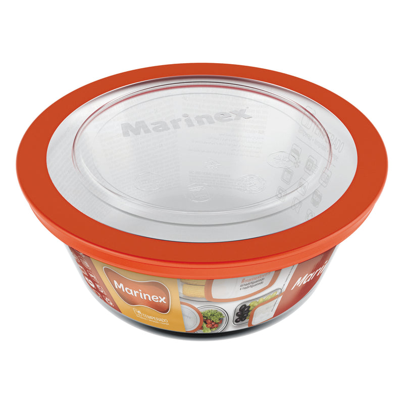 MARINEX ROUND FOOD STORAGE CONTAINER WITH PLASTIC LID, 600ML (144MM DIAX65MM)