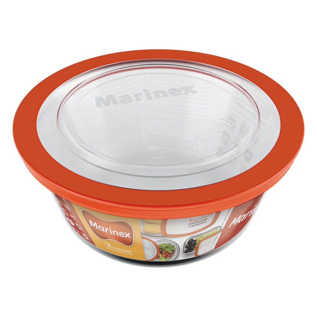 MARINEX ROUND FOOD STORAGE CONTAINER WITH PLASTIC LID, 2.4LT (223MM DIAX110MM)