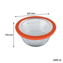 MARINEX ROUND FOOD STORAGE CONTAINER WITH PLASTIC LID, 2.4LT (223MM DIAX110MM)