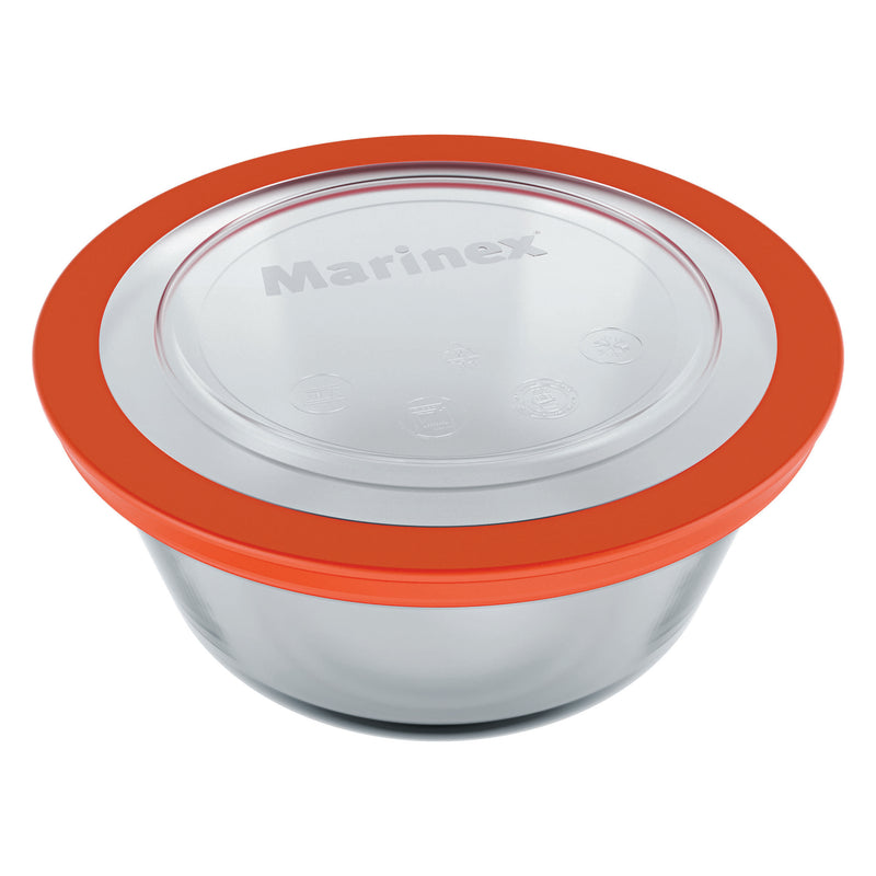 MARINEX ROUND FOOD STORAGE CONTAINER WITH PLASTIC LID, 2.4LT (223MM DIAX110MM)