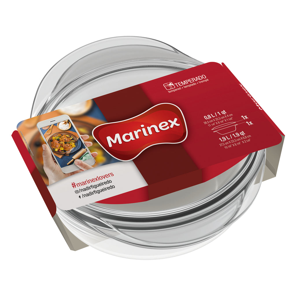 MARINEX LARGE ROUND CASSEROLE (1.9LT & LID 900ML), 2.8LT (285X225X82MM)