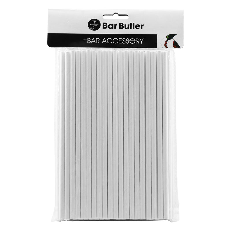 BAR BUTLER PAPER STRAWS WHITE PACK 3 PLY (6MM) 100PCS