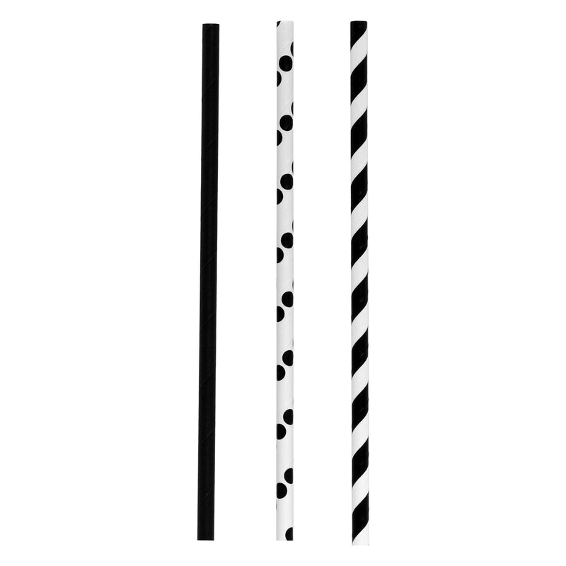 BAR BUTLER PAPER STRAWS BLACK & WHITE MIXED PACK 3 PLY (6MM) 60PCS