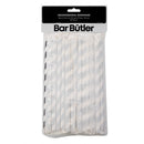 BAR BUTLER PAPER STRAWS BLACK & WHITE CHEVRON 50 X 3 PLY 8MM WRAPPED + 1 UNWRAPPED, 51PCS