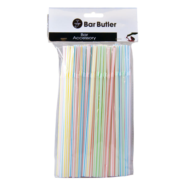 BAR BUTLER STRAWS BENDY CANDY COLOURED, 100 PCS (5MM)