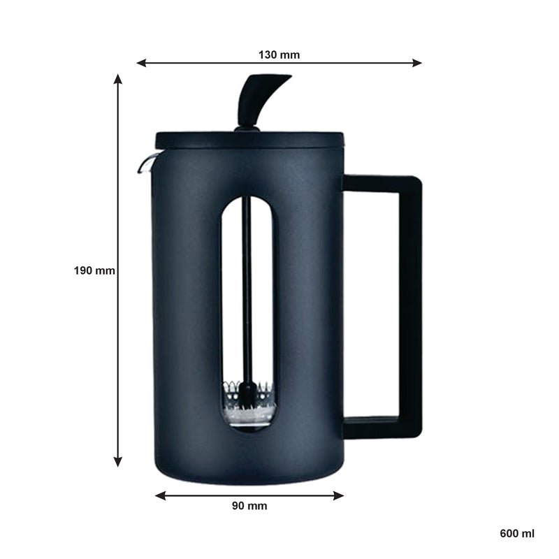 REGENT MILANO COFFEE PLUNGER WITH BLACK PLASTIC FRAME 6 CUP, (600ML)