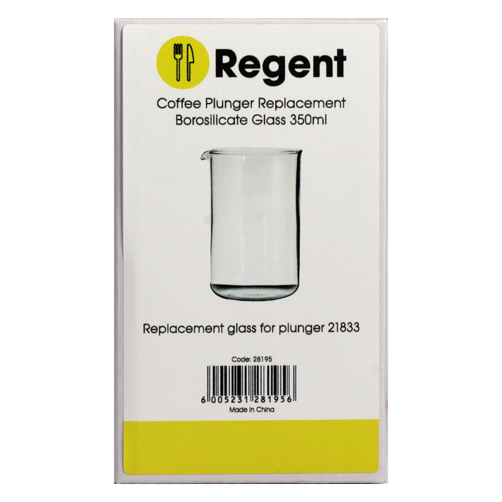 REGENT COFFEE PLUNGER REPLACEMENT GLASS BOROSILICATE, (350ML) FOR 21833