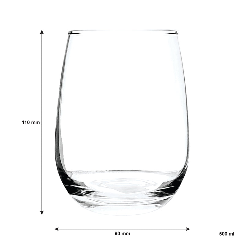 REGENT STEMLESS GLASS TUMBLER 6 PACK, (500ML)