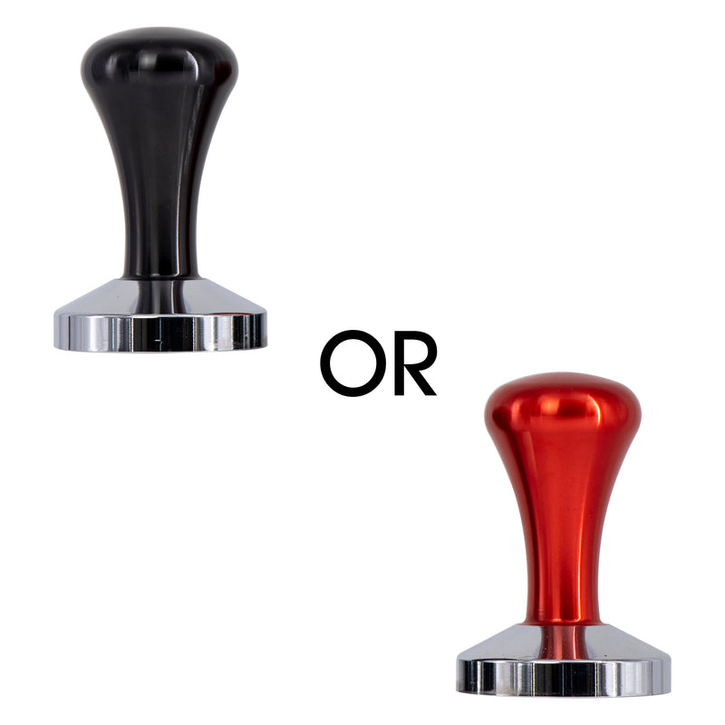 REGENT COFFEE TAMPER STAINLESS STEEL ASST. BLACK OR RED  COLOURS, (85X57.5MM DIA)