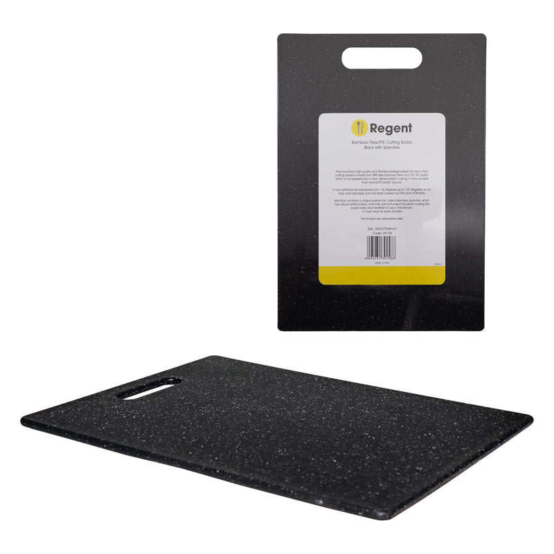 REGENT KITCHEN CUTTING BOARD BAMBOO FIBER/TPE BLACK WITH SPECKLES, (360X275X8MM)