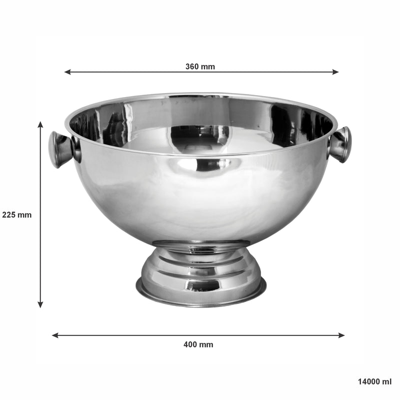 BAR BUTLER FOOTED CHAMPAGNE/ICE BOWL WITH SILVER KNOBS ST STEEL, 14LT (360MM DIAX225MM)