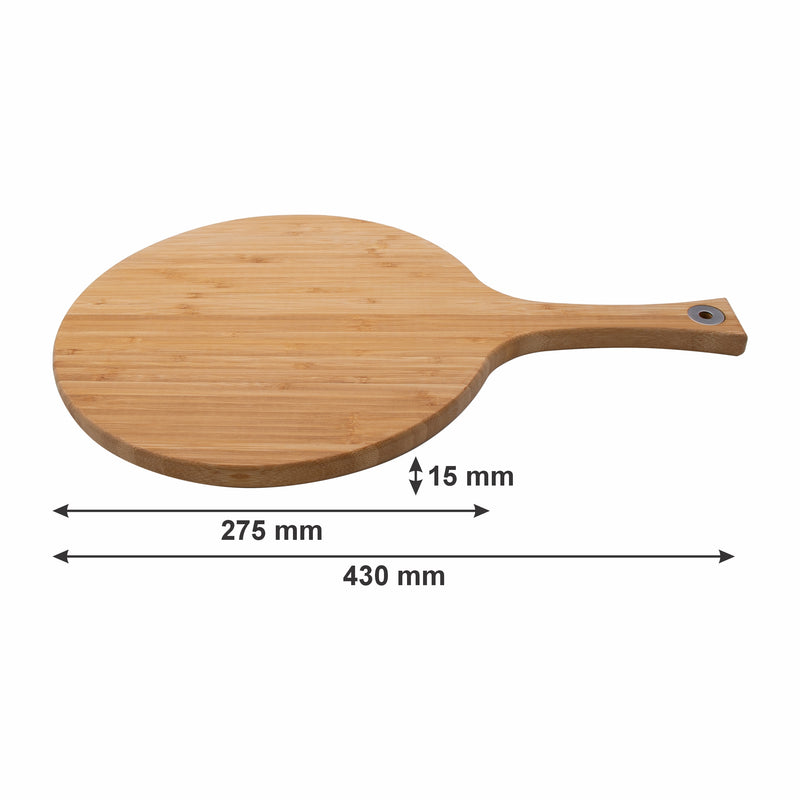 REGENT BAMBOO ROUND PADDLE SERVING BOARD WITH RING, (430/275MM DIAX15MM)