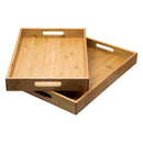 REGENT BAMBOO TRAYS WITH HANDLE 2PCE SET, (410X281X51MM l 435X305X51MM)