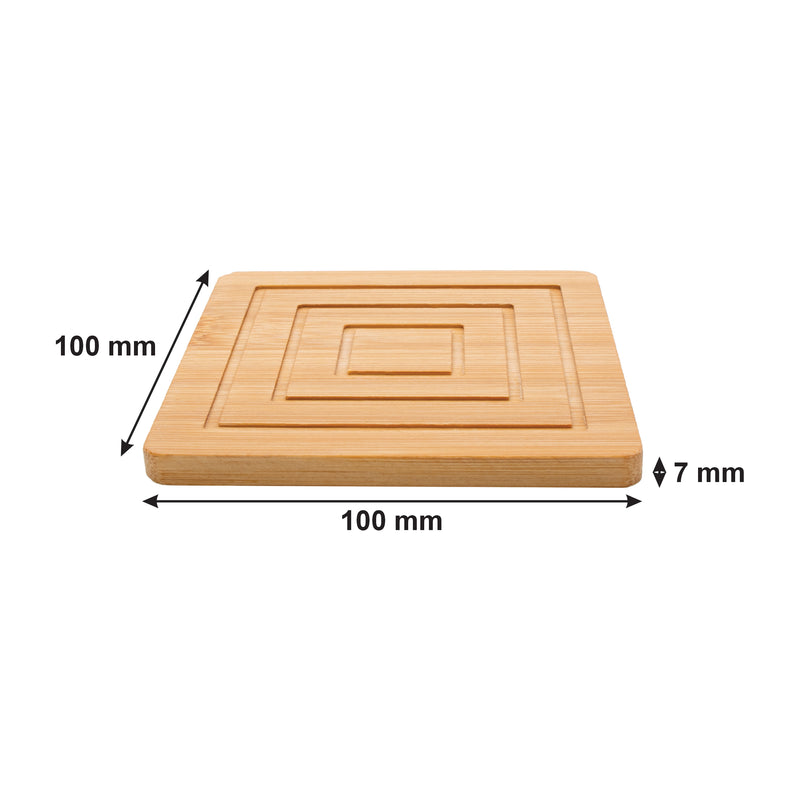 REGENT 6PC BAMBOO SQUARE COASTERS IN HOLDER SET, (115X115x56MM SET)