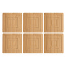 REGENT 6PC BAMBOO SQUARE COASTERS IN HOLDER SET, (115X115x56MM SET)