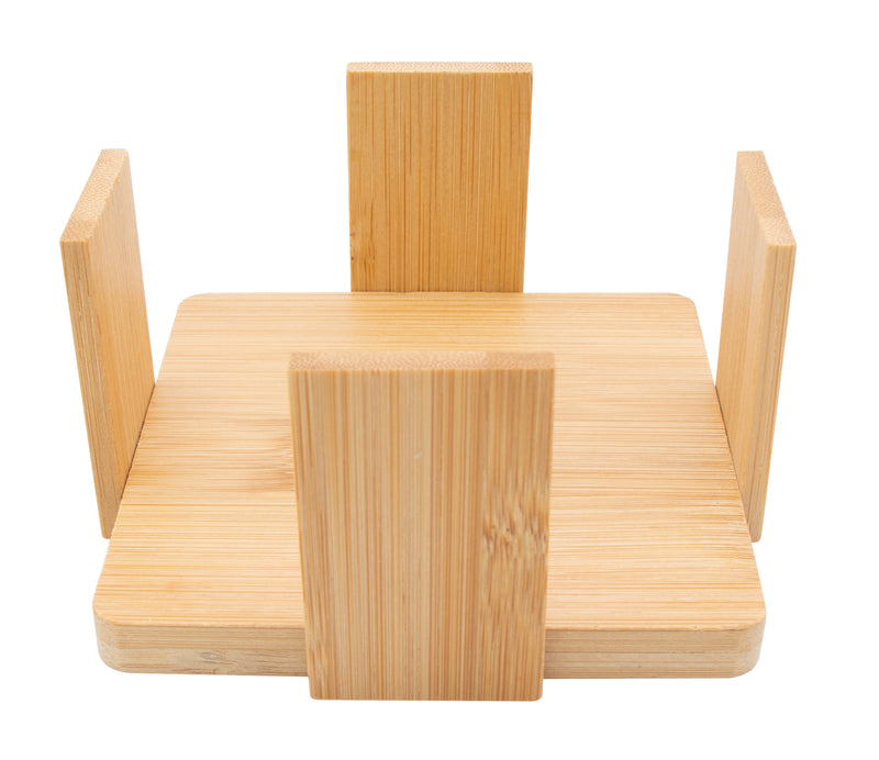 REGENT 6PC BAMBOO SQUARE COASTERS IN HOLDER SET, (115X115x56MM SET)