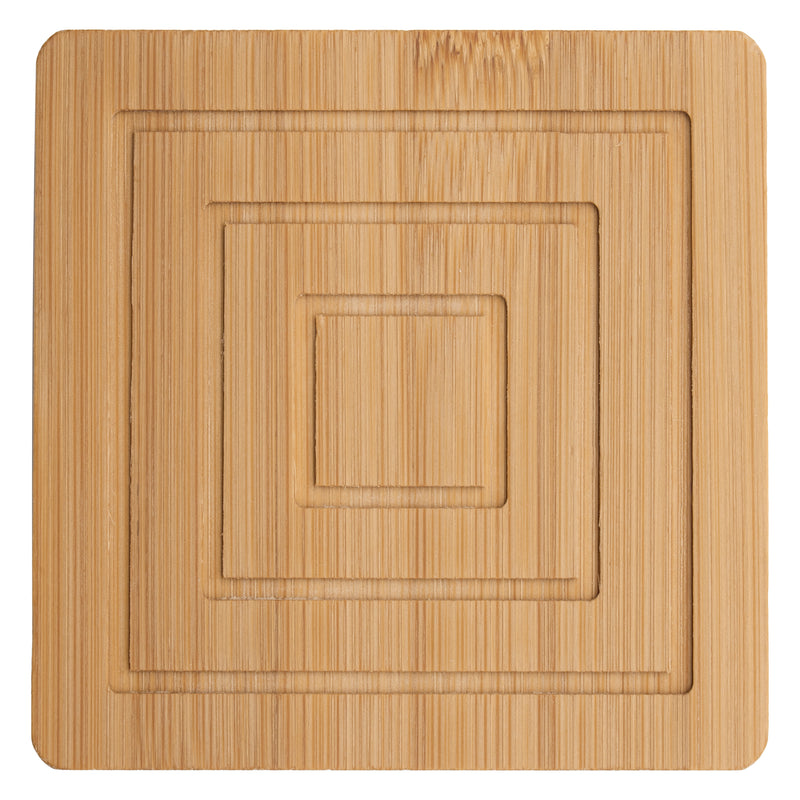 REGENT 6PC BAMBOO SQUARE COASTERS IN HOLDER SET, (115X115x56MM SET)